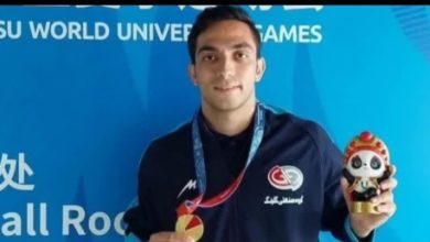 مدال طلا بر گردن ووشوکار زنجانی در مسابقات جهانی